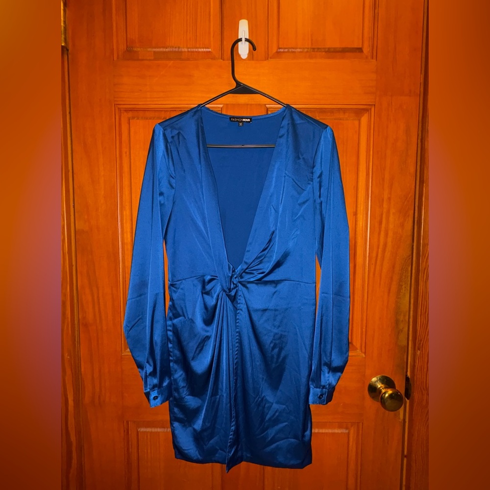 Long Sleeve Satin Dress - Fashion Nova